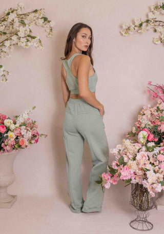 Empathy Lounge Set in Sage (Sports Bra, Crewneck and Sweats)