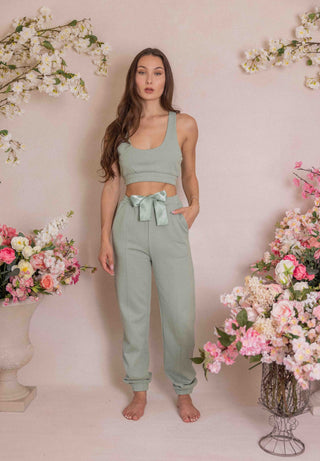 Empathy Lounge Set in Sage (Sports Bra, Crewneck and Sweats)