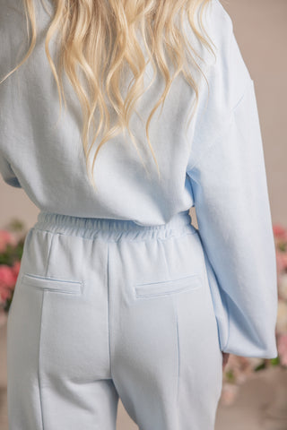 Happiness Lounge Set in Light Blue (Sports Bra, Crewneck and Wide Leg Sweats)