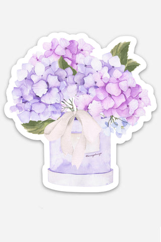 Purple Hydrangea Boquet With Bow Sticker