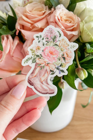 Floral Rain-boots Sticker with Bow in Pink